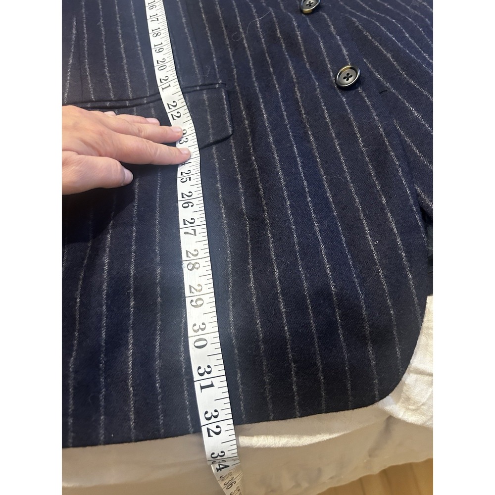 NAUTICA Men's Sz 40L Navy Pin Stripe 100% Wool Sport Coat Jacket Double Vented - Picture 11 of 11